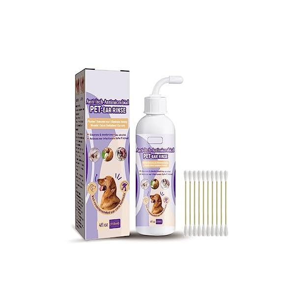 AUSTUS Pet Dog Ear Rinse, Dog Ear Cleaner Solution & Infection Treatment for Dogs & Cats, HOCl Dog Ear Wash Helps Removes Wax, Odor, Stop Infections and Itching, Contains 30 Cotton Swabs AUSTUS Pet Dog Ear Rinse, Dog Ear Cleaner Solution & Infection Treatment for Dogs & Cats, HOCl Dog Ear Wash Helps Removes Wax, Odor, Stop Infections and Itching, Contains 30 Cotton Swabs