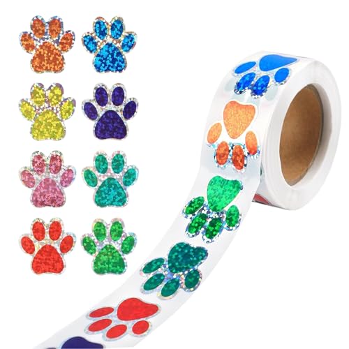 500 Pièces Autocollants pattes de chien,Autocollants Colorés de Pattes de chien,D'autocollants Scintillantes Pattes de Chien,Autocollants Empreintes de...