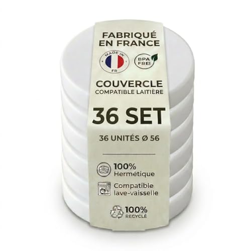 Lot de 36 Couvercles Pots de Yaourt en Verre Ø 56mm – Compatibles avec La Laitière, Danone et...