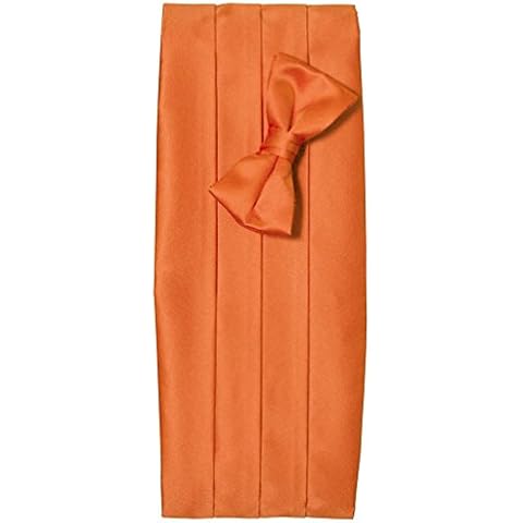 Tuxgear Mens Satin Tuxedo Cummerbund and Pretied Bow Tie Set for Tuxedo, Tangerine Cover