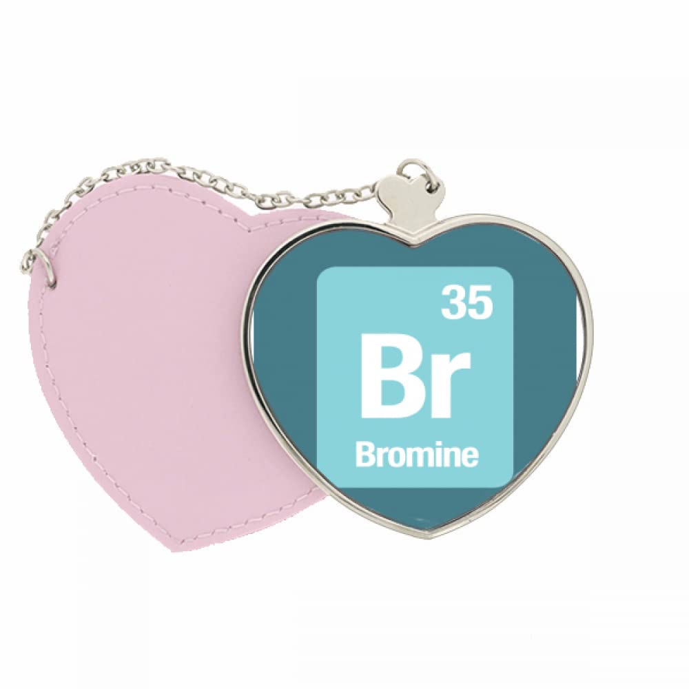 no/no Br Brone Checal Element Science Mirror Travel Purse Makeup Heart Pink