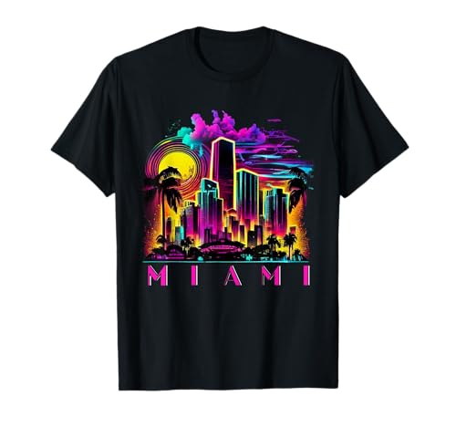 Miami Tshirt Men Florida Vibrant Colorful Miami Souvenir T-Shirt