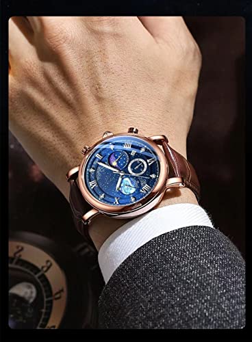 Image of MINILUJIA 50M Waterproof Men World Map Watches Creative Starry Universe Earth Globe Moon Sun Rotating Eye-catching Personalized Cool Unique Mens Watches