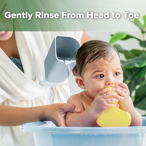 Image of haakaa Gentle Pour Bath Rinse Cup | Food Grade Silicone Shampoo & Body Washing Rinser Cup for Kids with Easy Grip Handle - Sea Breeze