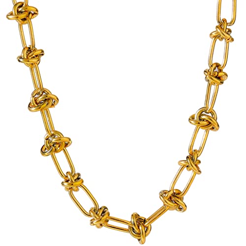 Jude Jewelers Stainless Steel Knotted Braid Chain Classical Plain Collar Choker Necklace (Gold)
