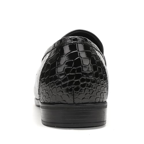 Image of Classic Leather Dress Shoes for Men, Premium Alligator Printed Bussiness Dress Slip on Loafer for Mens
