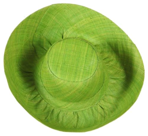 Miro Boho Chic   Sombrero Ibiza de ala Media para Mujer, Pamela de Rafia de Madagascar, Sombrero de Playa y Boda, Color Verde Lima