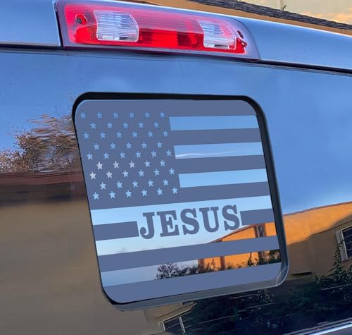 Image of Xinghe for Ford F150 F250 F350 2015-2025, Rear Middle Window American Flag Decals, Matte Black USA Flag Decal for Truck Back Window, for Ford Raptor 2015-2025 Accessories