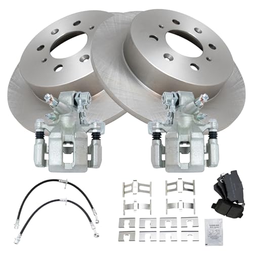 Image of TRQ Rear Brake Pad and Rotor Set Ceramic Calipers Compatible with 2010 2016 Volkswagen CC