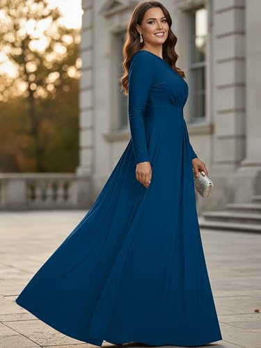 Image of KOH KOH Womens Long Sleeve Flowy Modest Elegant Evening Maxi Dress Gown