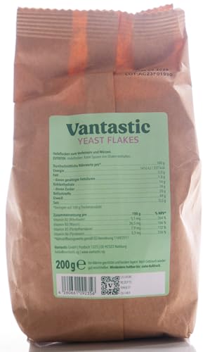 Hefeflocken VEGAN (100% rein) 200g für vegane Rezepte wie Käsesoße von Vantastic foods | Hefeflocken als veganer Käseersatz | Reine Hefe glutenfrei, sojafrei und frei von Erdnüssen und anderen Nüssen