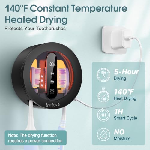 Image of Upgraded Toothbrush Holders for Bathroom, Tooth Brush Holders Wall Mounted,Toothbrush Holder Organizer with LED Smart Screen,Cleaning and Drying Fits All Toothbrushes for Home & Travel