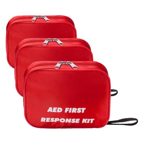 Image of AED First Kit with CPR, Gloves, Razor, Scissors, Gauze Pads, and Cleansing Wipes for AED Training (Pack of 3)