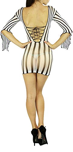 Image of ToBeInStyle Women's Stretch See Through Fishnet Novelty Mini Rave Party Dress