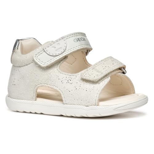 Geox B SANDAL MACCHIA GIR, Sandale Bébé - Fille, White/Silver,