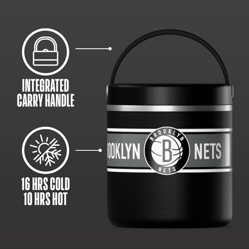 Image of Hydrapeak x NBA Officially Licensed Brooklyn Nets 25oz Stainless Steel Vacuum Insulated Thermos Food Jar with Handle, Wide Mouth Leak-Proof Soup Thermos for Adults, 10 Hours Hot and 16 Hours Cold