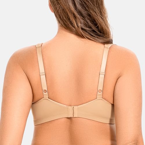 Image of MELENECA Women's Plus Size Minimizer Bra Seamless Underwire Support | Full figure support, breathable fabric reduces bulk, and wide straps relieve shoulder pressure during everyday wear.
