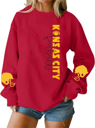 HEBBE Football Sweatshirts For Women Game Day Football Sweatshirt Touchdown Shirt Casual Crewneck Pullover Top