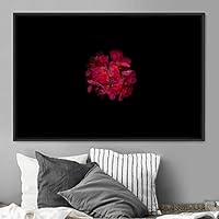 Framed Canvas Wall Art Pink Flower Portrait Bohemian Dark Dramatic Floral Multicolor Petal Photography Portrait - 16x24 inches