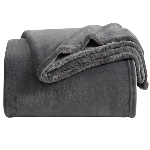 Image of KMUSET Fleece Blanket Throw Size Dark Grey Lightweight Super Soft Cozy Fuzzy Bed Blankets Microfiber Factory Shop
