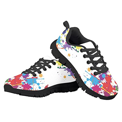 Yzaoxia Girls Sneakers Lace Up Black Sole Shoes Kids Running Tennis Shoes Lightweight Casual Walking Shoes Comfy Athletic Shoes Size 11-54