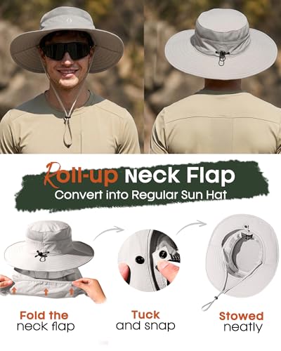 Image of FURTALK Sun Hats for Men Women Fishing Hat with Neck Flap UPF Protection