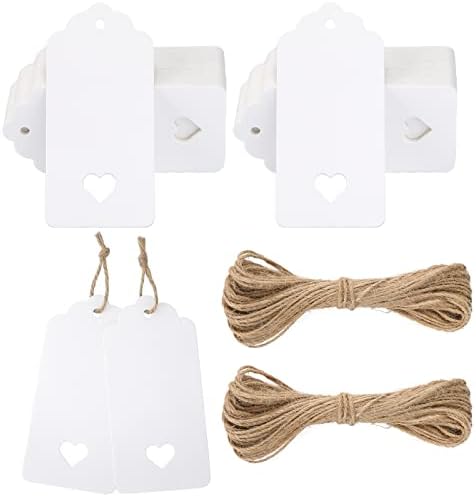 100 Kraftpapier Geschenkanhänger Mit Juteschnur - Weißlich-Beige Etiketten