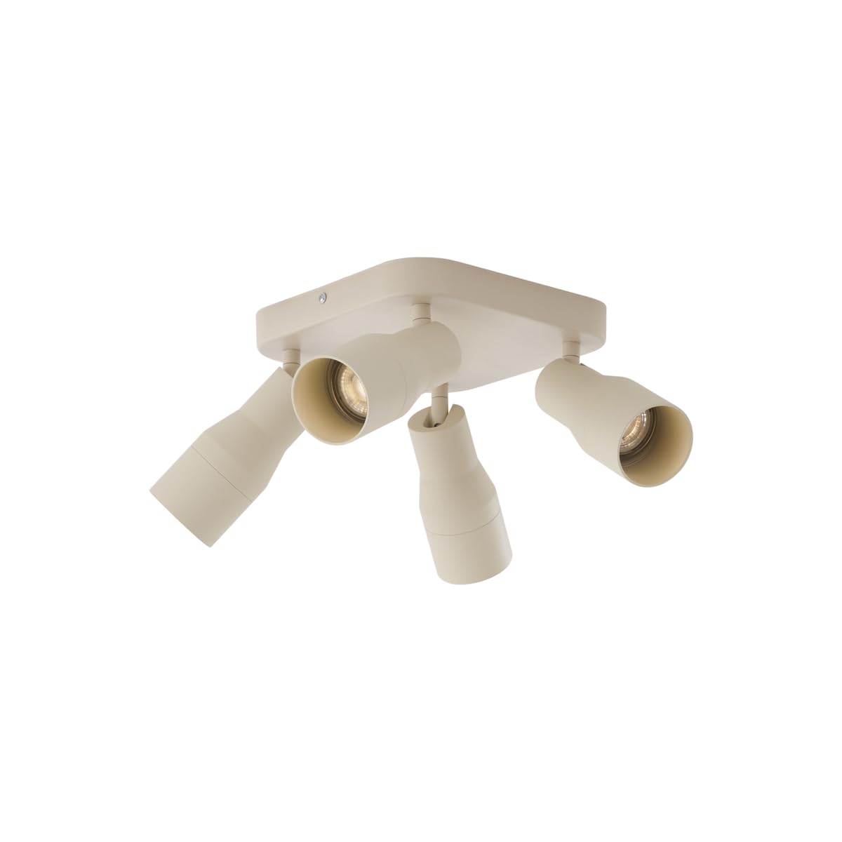 Qazqa Spotlight, Ceiling Light - Stanley - Beige, gu10, max. 10W, 20cm, Square, 4-Way, Ideal for Kitchen, and Living Room