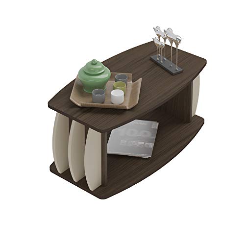 Mesa de Centro com detalhes laterais 100% MDF CARIBE cor Amendoa/Off White - Artely, multi-colored