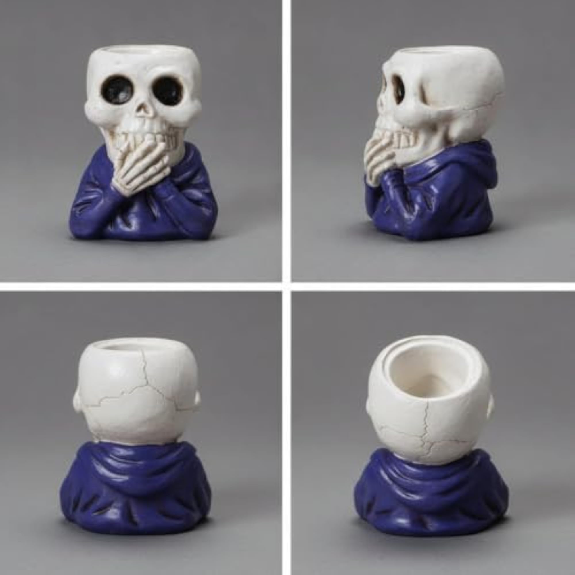 Festive Skull Candle Holder, Gothic Resin Figurine
