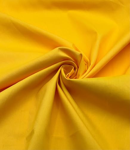 EOVEA - Cotton Polyester Fabric by The Yard  60" Wide Broadcloth Fabric, Soft, Lightweight & Breathable Material for Lining, Curtains, Bedding, Skirts, Sewing Projects (Yellow,15 Yard)