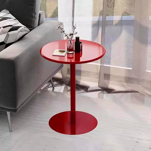 Table d'appoint en fer ronde rouge gain de place chambre - 5