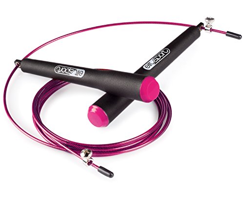 Comba de Velocidad ELIT SPORT - Corssfit Speed Rope - Rodamientos Metálicos de Alta Calidad. Cable de Acero de 2.5 mm de Alta Velocidad con Recubrimiento de PVC. Comba Profesional. Hombre y Mujer