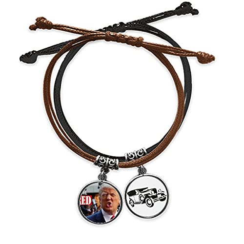 Bracelet Trump président américain en cuir et chaîne de main ajustable
