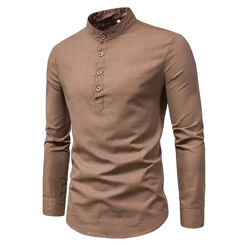 Chemise en lin de coton à moitié ouverte pour soirées et vacances
