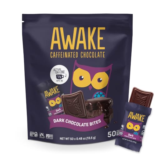 AWAKE - Caffeinated Chocolate Bites - Dark Chocolate, 50 Pieces - 50mg Caffeine