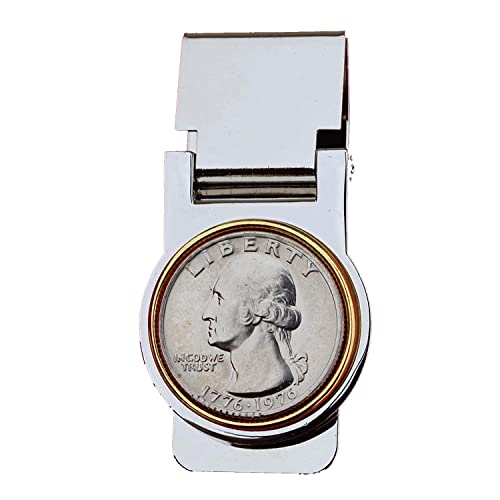 US 1776~1976 Bicentennial Design Washington Quarter Dollar Coin Hinged Money Clip NEW - Main Image