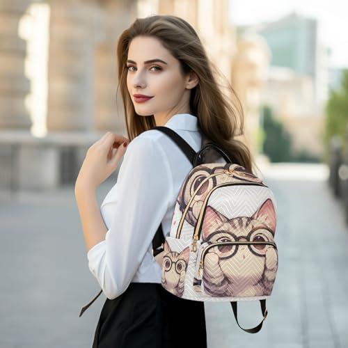 Sac à dos chat mignon avec lunettes 35,6 cm pour filles