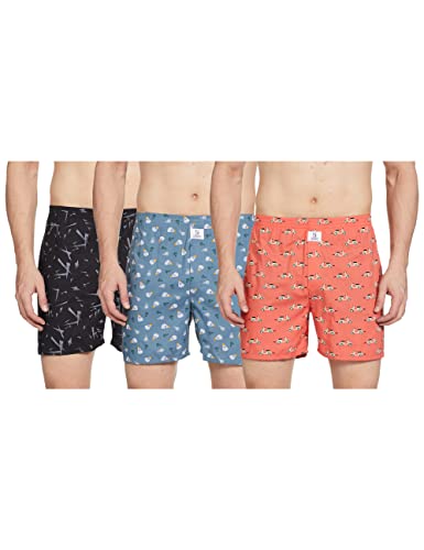 Image of Longies Men's Cotton Shorts (Pack of 3) (LGBOXPO3402 Orange,grey,black3402 S)
