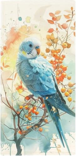 フェイスタオル 薄手 果樹の上の青いオウム タオル 吸水 速乾 ふわふわ 柔らか肌触り かわいい面白い動物 動物イラストアート フェイシャルタオル 洗顔タオル 大判 家庭用、ホテル、業務用、スポーツなどにも最適 四季通用 73x35cm