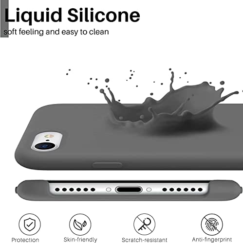 Image of VONZEE Liquid Silicone Soft Back Cover for iPhone 7 Case, Shockproof Slim Camera & Full Body Protection Non Yellowing Cover with Microfiber Lining & Logo Cut (4.7 Inch) -Grey