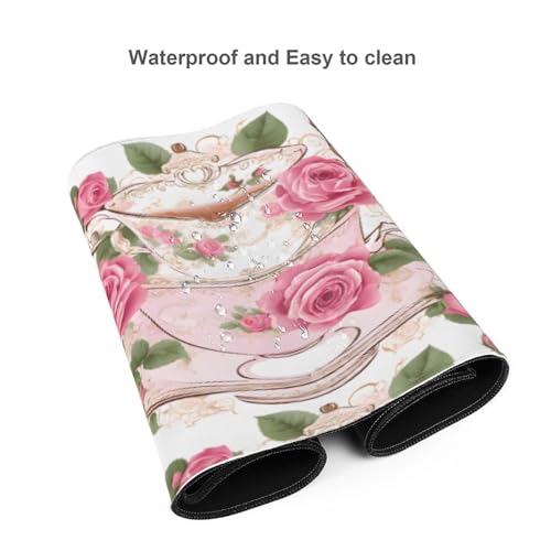 Tapis de souris de jeu roses romantiques support grand format doux et imperméable