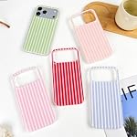 Case for iPhone 17/18 Pro Max 6.9",Cute Striped Cover,Red Pink - Image 3