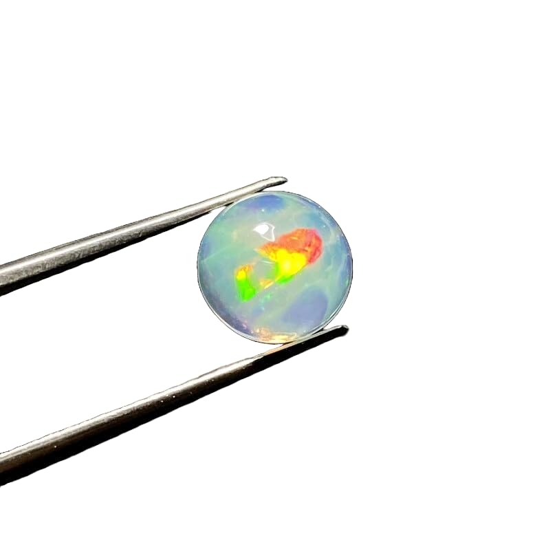Cabochon opale éthiopienne multicolore 8mm : pierre naturelle pour création de bijoux DIY