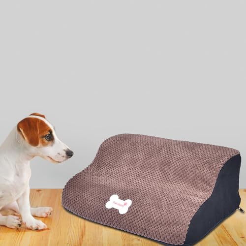 Dualoai Hunderampenstufen, Hundetreppe für Kleine Hunde, Hochbettklettern, Abnehmbare Abdeckung, Sanfte Neigung, Haustiertreppe für Den Innenbereich, für, Kaffee