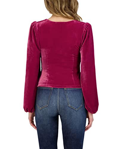 Bcbgeneration Women's Fitted Long Sleeve Top Sweetheart Neck Ruched Bodice Shirt, Cordovan, Large #TOP2