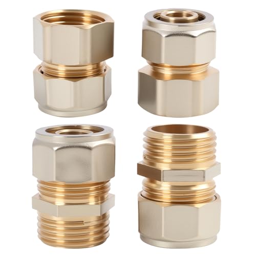 4 Unidades de Transición de Rosca, Accesorio de Compresión 16 x 2 mm, Accesorio Roscado de Latón, Conector de Fontanería Piezas Resistente, Conector de Tubería de Cobre, Transición de Rosca 1/2 AG