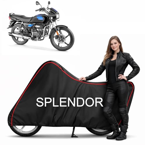 Image of Dustproof Bike Cover Compatible with Hero Splendor, Splendor Plus, Plus Xtec, Super Splendor, i Smart (All Models) | Dustproof, UV Resistant, Heat Protection | Elastic Bottom Grip