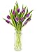 KaBloom Bouquet of Fresh Purple Tulips with Vase (Farm-Fresh, Cut-to-Order and Homegrown in the USA)