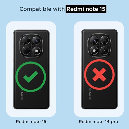 Image of Amazon Basics Back Cover for Redmi Note 15 5G PC + TPU Clear Transparent Raised Edges Shockproof Protective Phone Bumper Case (Transparent)